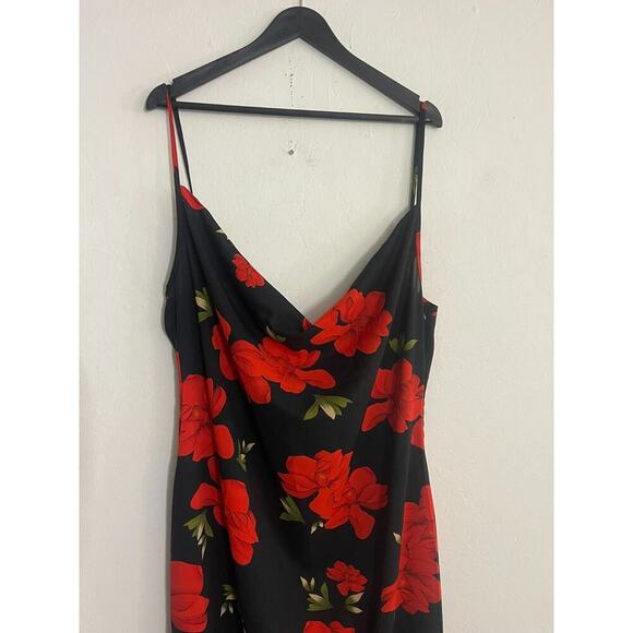 Rebdolls Slip Dress 1X Floral Black Red Maxi Long Tie Back Shift Romantic NEW - Picture 5 of 11